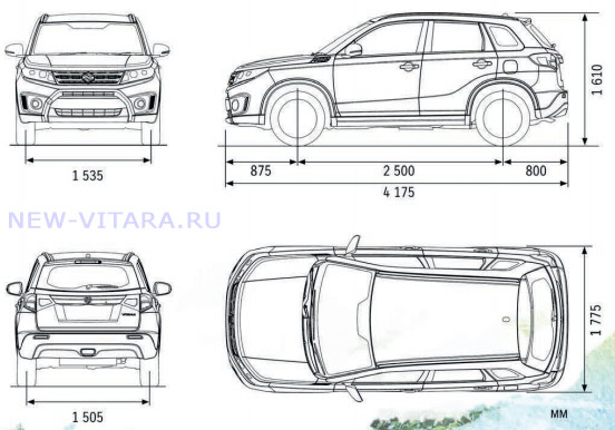 Размеры новой Suzuki Vitara 2015